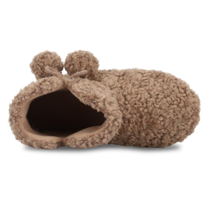 totes toasties® Ladies Textured Fur Bootie With Pom Pom Brown Extra Image 5